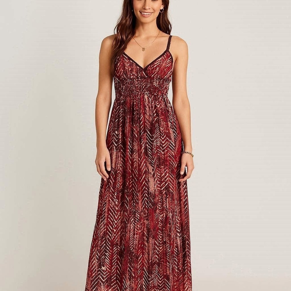 Maurice's‎ Women's M Tribal Maxi Dress Preppy Cottagecore Boho Stretchy U.S.A.